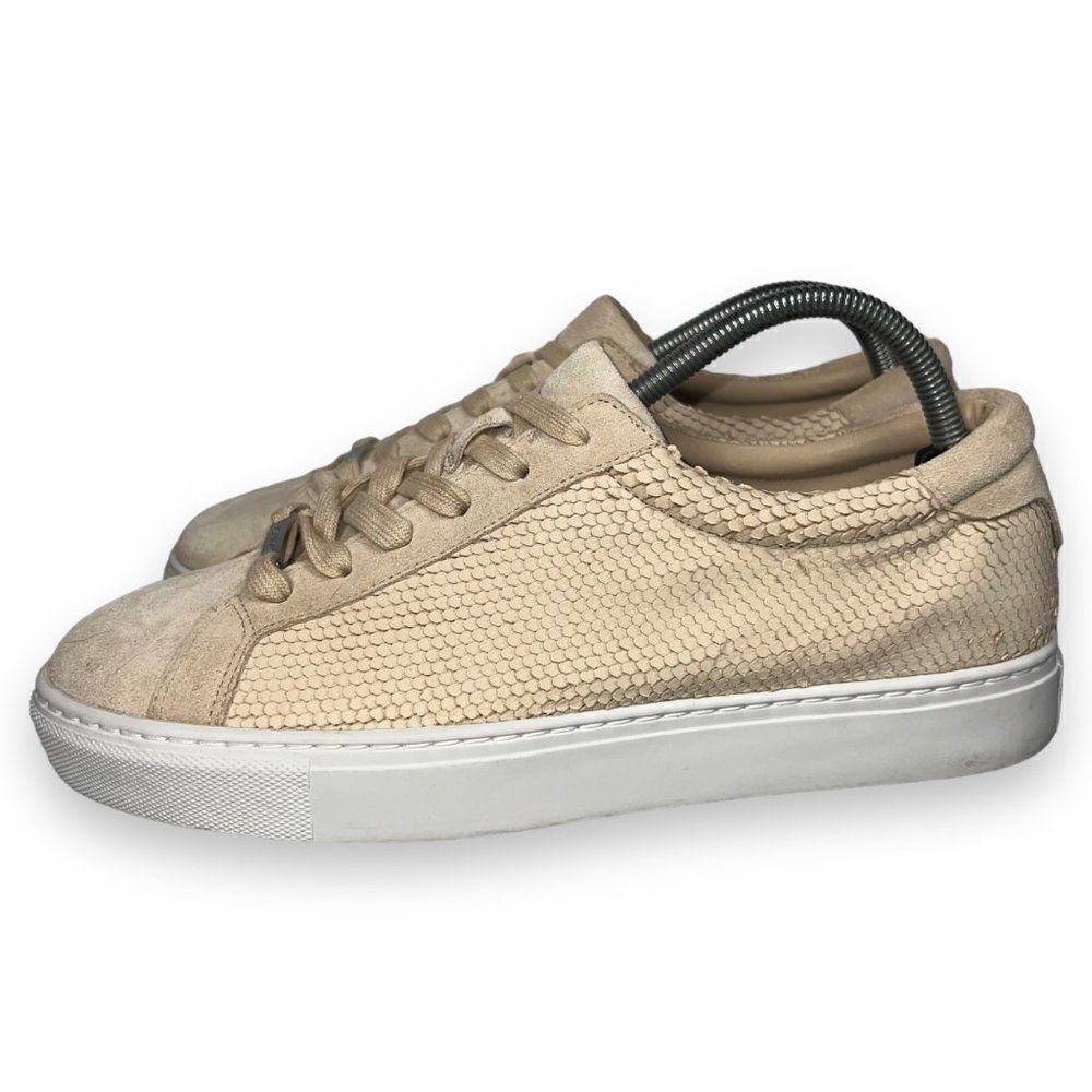 J/Slides Casual Embossed Snakeskin‎ Sneakers Beige Suede Women's 10 - Picture 2 of 12